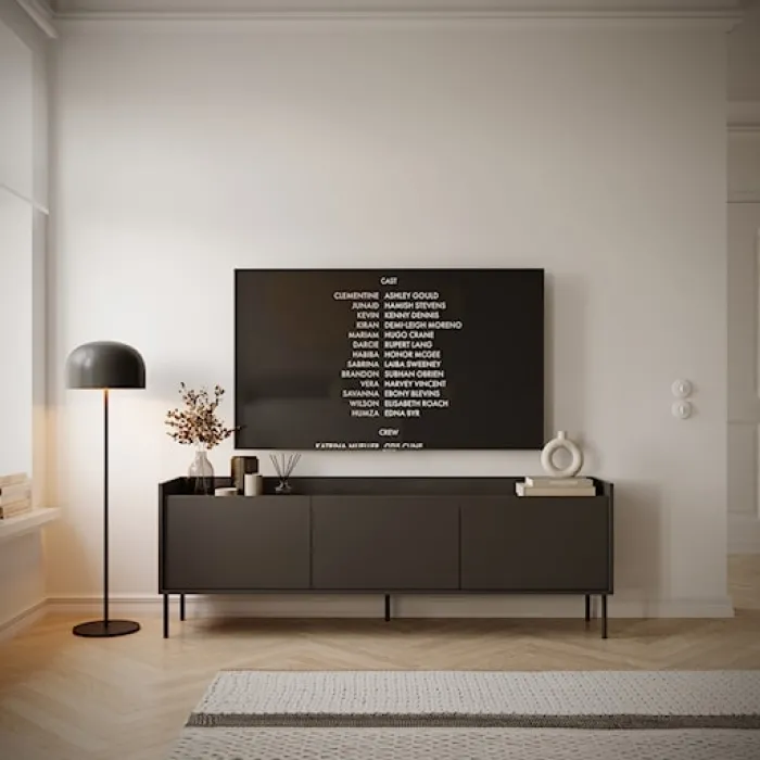 Szafka RTV Tovi trzydrzwiowa 175 cm czarny/orzech wisconsin