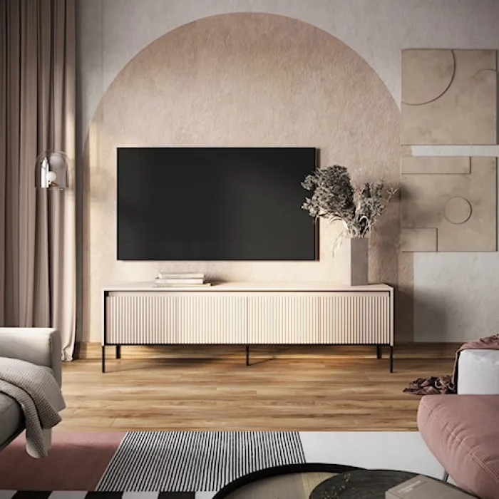 Szafka RTV Trend 193 cm z LED Beżowa
