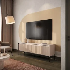 Szafka RTV Trend 167 cm z LED Beżowa