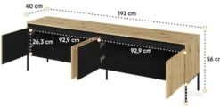 Szafka RTV Trend 193 cm z LED Dąb artisan