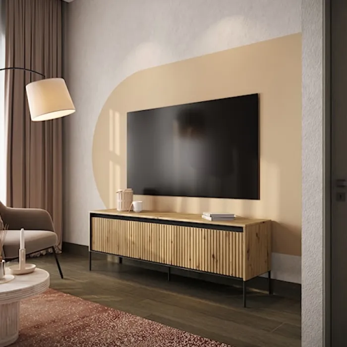 Szafka RTV Trend 167 cm z LED Dąb artisan