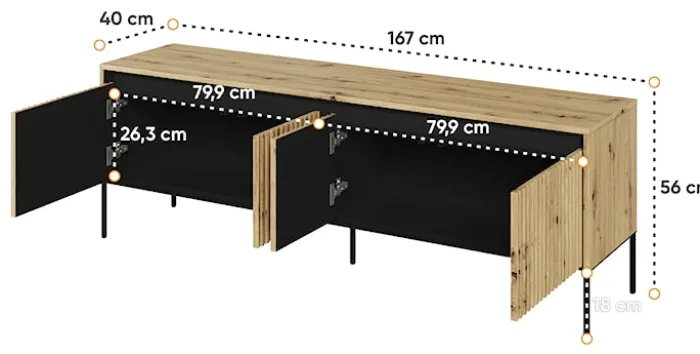 Szafka RTV Trend 167 cm z LED Dąb artisan