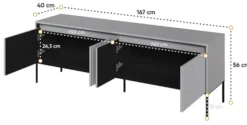 Szafka RTV Trend 167 cm z LED Szara