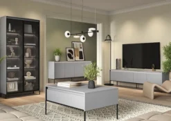 Szafka RTV Trend 167 cm z LED Szara
