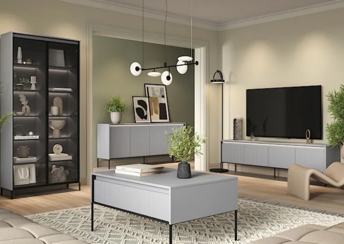 Szafka RTV Trend 167 cm z LED Szara