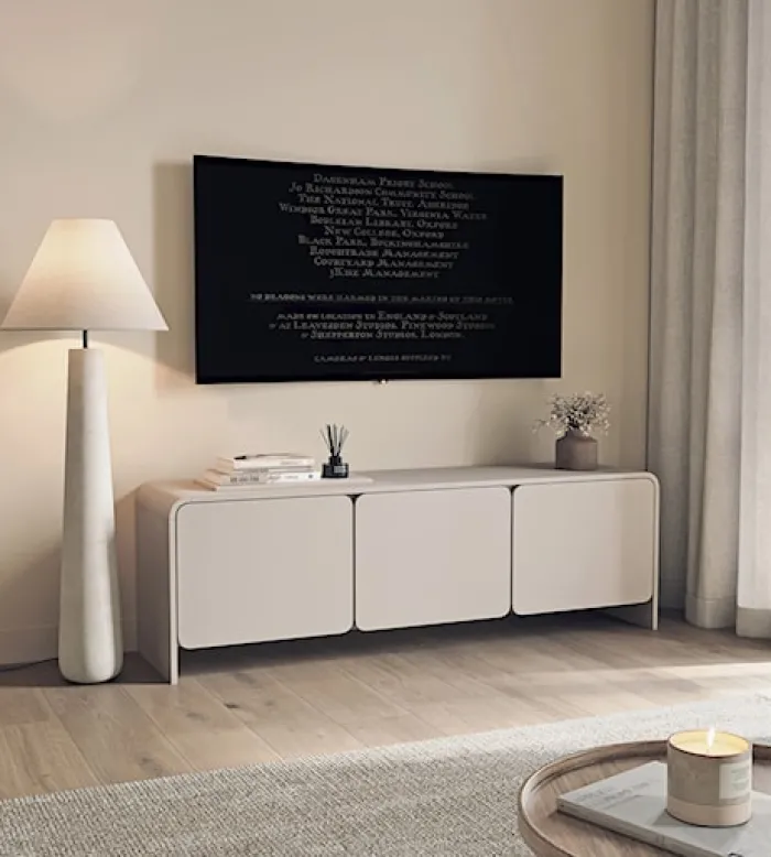 Szafka RTV trzydrzwiowa Lummo 156 cm kaszmir