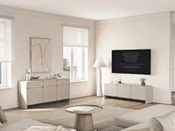 Szafka RTV trzydrzwiowa Lummo 156 cm kaszmir
