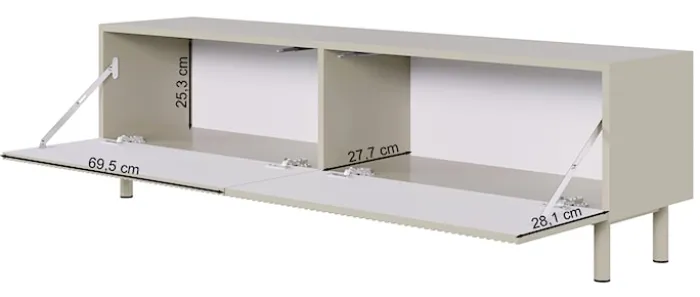 Szafka RTV Veldio New z frezowanym frontem 140 cm szary beż