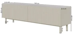 Szafka RTV Veldio New z frezowanym frontem 140 cm szary beż
