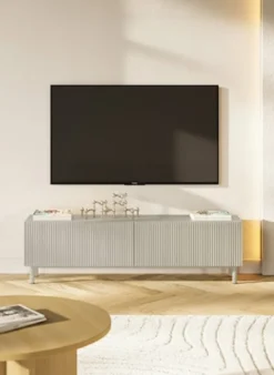 Szafka RTV Veldio New z frezowanym frontem 140 cm szary beż