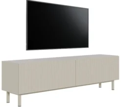 Szafka RTV Veldio New z frezowanym frontem 140 cm szary beż