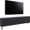 Szafka RTV Veldio New z frezowanym frontem 175 cm czarna