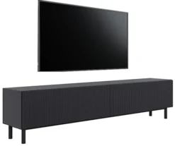 Szafka RTV Veldio New z frezowanym frontem 175 cm czarna