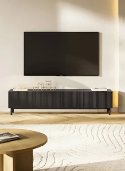 Szafka RTV Veldio New z frezowanym frontem 175 cm czarna