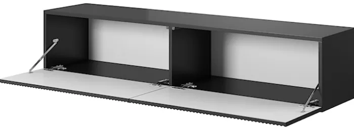 Szafka RTV Veldio z frezowanym frontem 140 cm Czarna wisząca