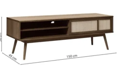Szafka RTV Visimmy 150 cm przyciemniony dąb/plecionka