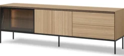 Szafka RTV Visso z witryną i oświetleniem 197 cm dąb linearny