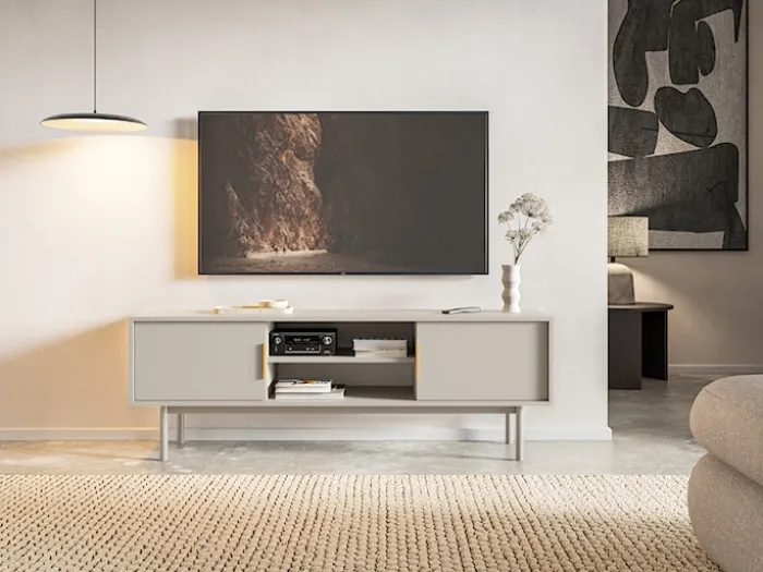 Szafka RTV Viviaro dwudrzwiowa z wnękami 154 cm kaszmir