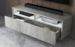 Szafka RTV z szufladą Rednaw 100 cm Beton z oświetleniem