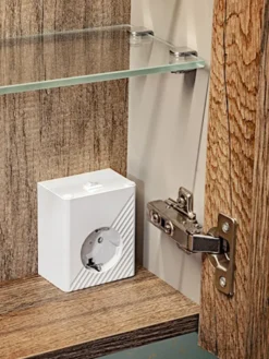 Szafka wisząca Olimmi z lustrem 80 cm szara / dąb santa