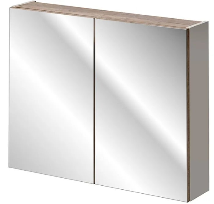 Szafka wisząca Olimmi z lustrem 80 cm szara / dąb santa