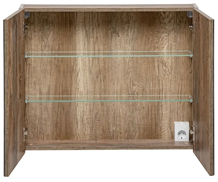 Szafka wisząca Olimmi z lustrem 80 cm szara / dąb santa