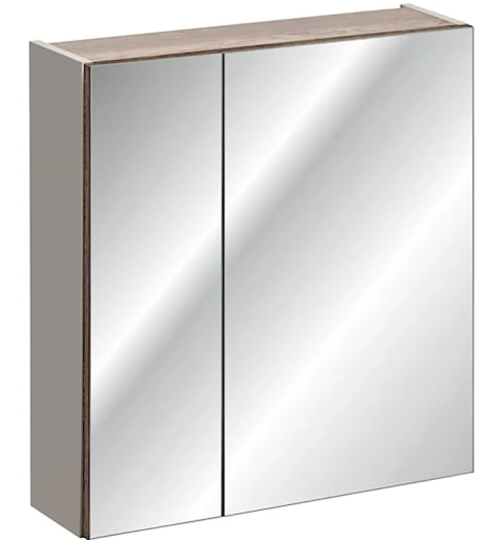 Szafka wisząca Olimmi z lustrem 60 cm szara / dąb santa