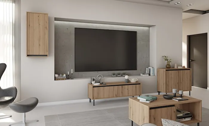 Szafka wisząca Osaka z ryflowanym frontem 46 cm dąb evoke