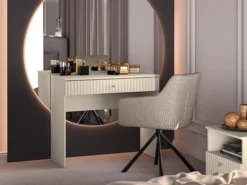 Toaletka Caletto z szufladą 92 cm ozdobne lamele beżowa
