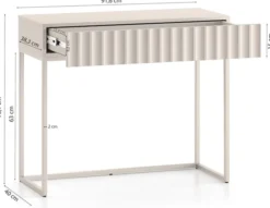 Toaletka Derriva z szufladą i ryflowanymi frontami 91 cm kaszmir
