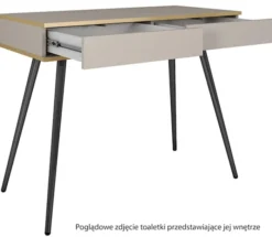 Toaletka Glinte z dwiema szufladami 102 cm beżowa ze złotymi nogami