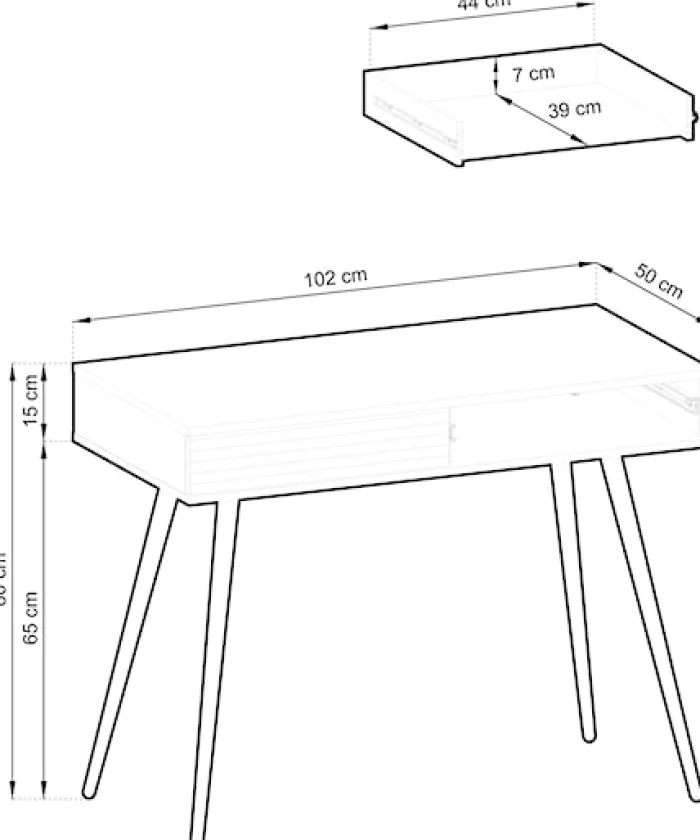 Toaletka Glinte z dwiema szufladami 102 cm biała ze złotymi nogami