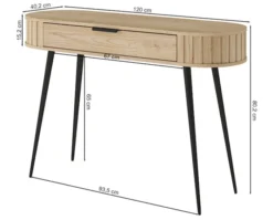 Toaletka Lovi z szufladą i ryflowaniem 120 cm dąb cremona