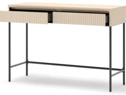 Toaletka Trend z szufladami i oświetleniem 112 cm ryflowane fronty beż piaskowy / czarny