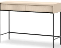 Toaletka Trend z szufladami i oświetleniem 112 cm ryflowane fronty beż piaskowy / czarny