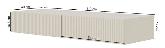 Toaletka Veldio z frezowanym frontem i dwiema szufladami 110 cm Szary beż wisząca