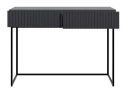 Toaletka Veldio z frezowanym frontem i dwiema szufladami 110 cm Czarna z czarnymi nogami
