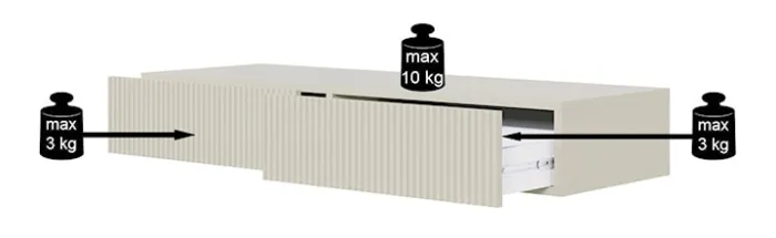 Toaletka Veldio z frezowanym frontem i dwiema szufladami 110 cm Czarna wisząca