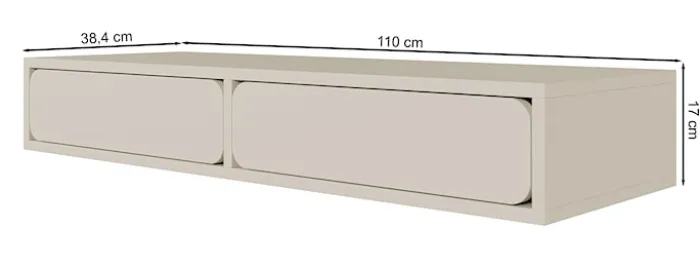Toaletka wisząca Wuwu z dwiema szufladami 110 cm szarobeżowa