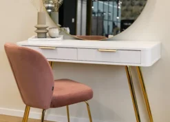 Toaletka z szufladami Oval 112 cm Biała