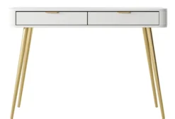 Toaletka z szufladami Oval 112 cm Biała
