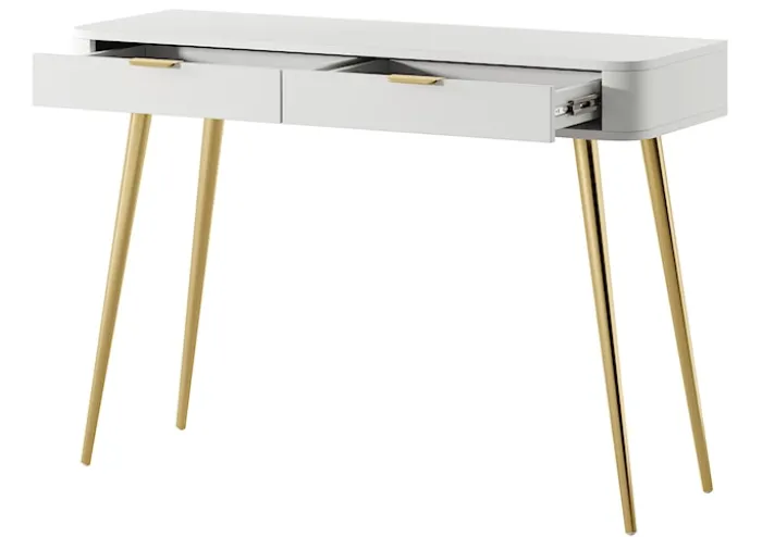 Toaletka z szufladami Oval 112 cm Biała