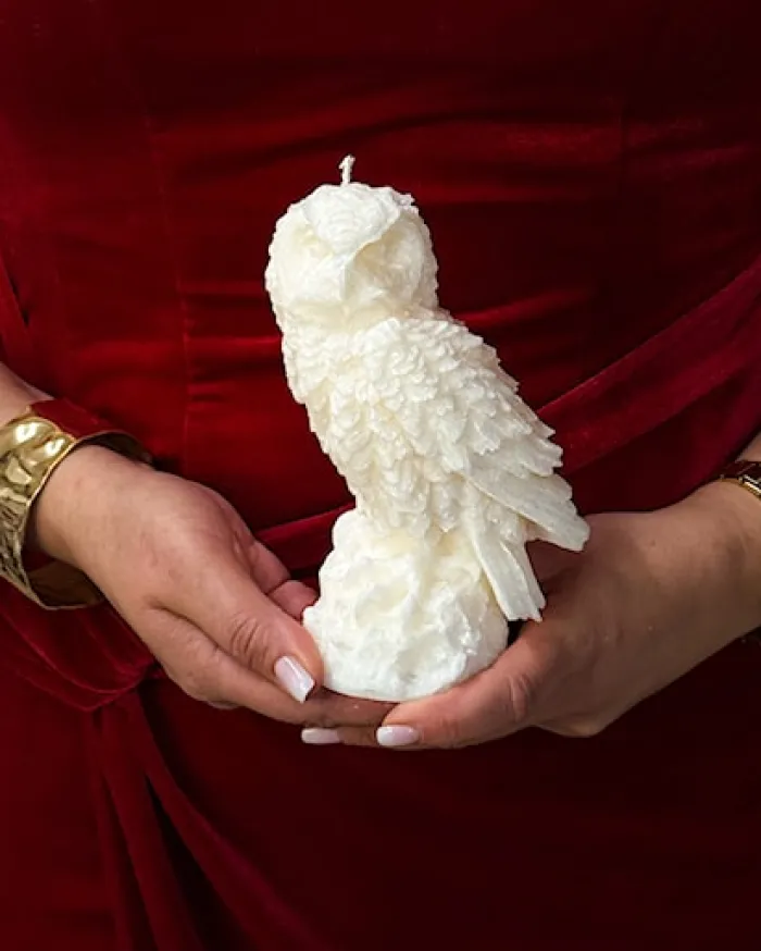 Świeca z wosku palmowego Owl Statue 350 g