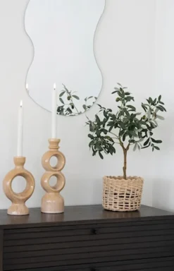 Świecznik Codeted ceramiczny 23,4 cm brązowy