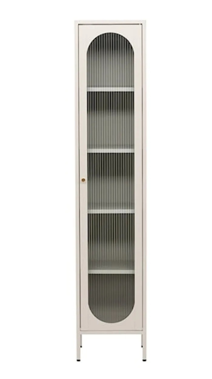 Witryna Bequiti 180x37 cm wysoka beżowa z drzwiczkami