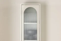 Witryna Bequiti 180x37 cm wysoka beżowa z drzwiczkami