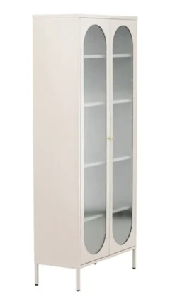 Witryna dwudrzwiowa Bequiti 180x80 cm wysoka beżowa