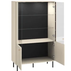 Witryna dwudrzwiowa Caletto 92 cm ozdobne lamele beżowa