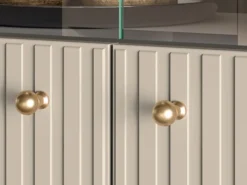 Witryna dwudrzwiowa Caletto 92 cm ozdobne lamele beżowa