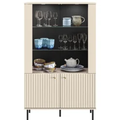 Witryna dwudrzwiowa Caletto 92 cm ozdobne lamele beżowa